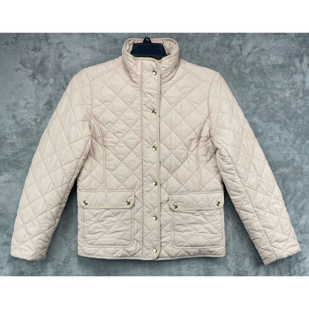 J. Crew Cream Puffer Jacket with Quilted Design